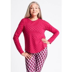 Terez Black Raspberry Burnout Star Long Sleeve Tee